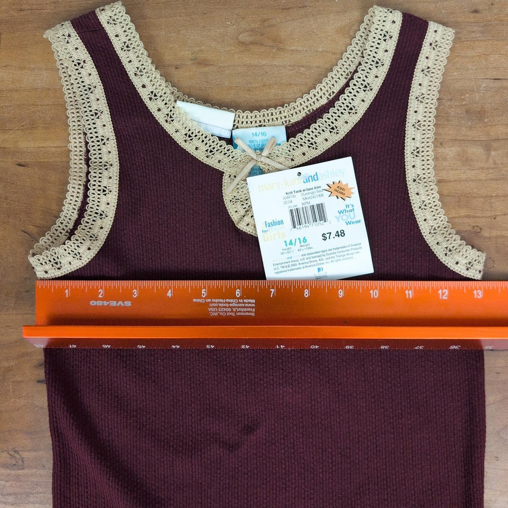 Vintage NOS Mary-Kate And Ashley Olsen Twins 2004 Dated Knit top with lace trim - Picture 6 of 8